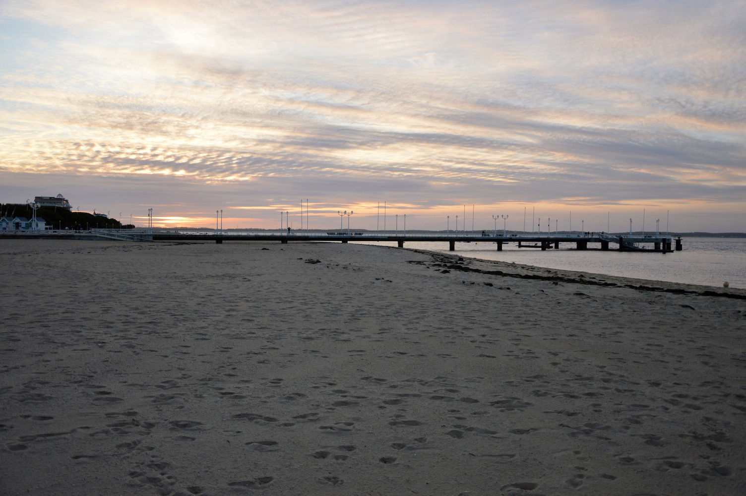 oceano, pontile, bordeaux, tramonto