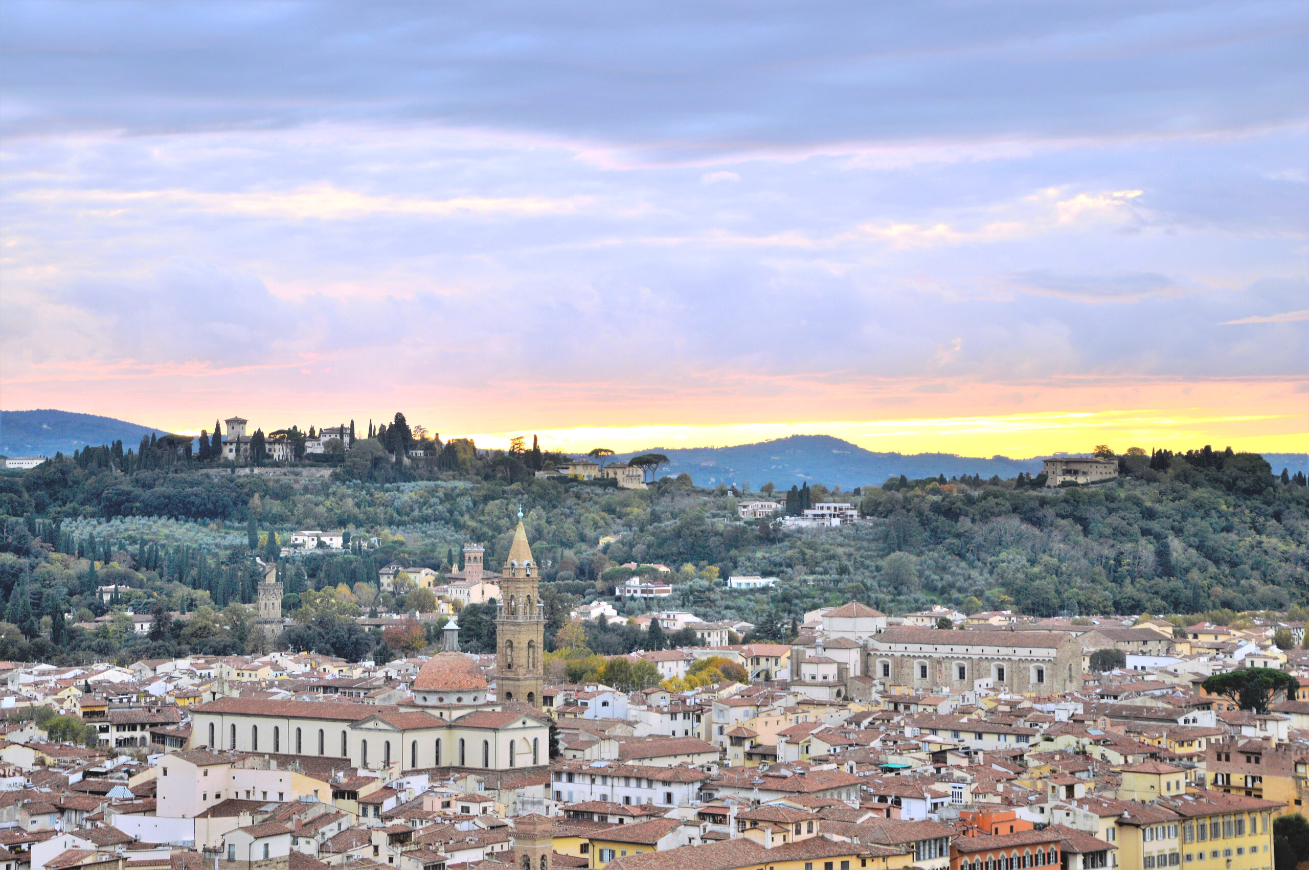 tramonto, firenze, tetti