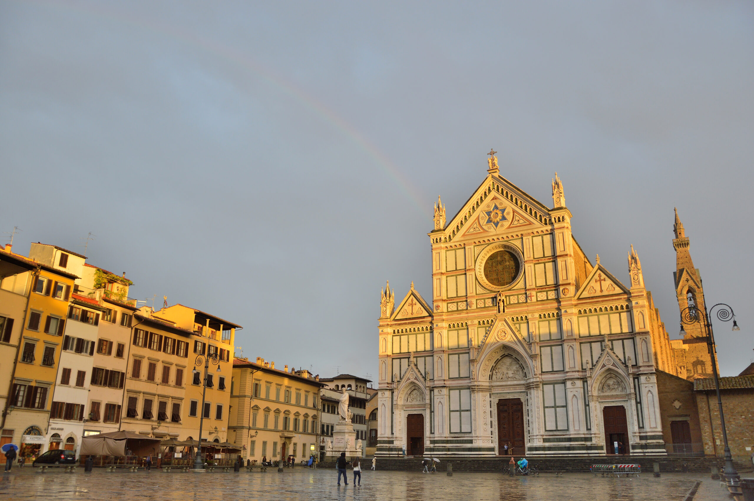 arcobaleno, santa croce, chiesa, tramonto