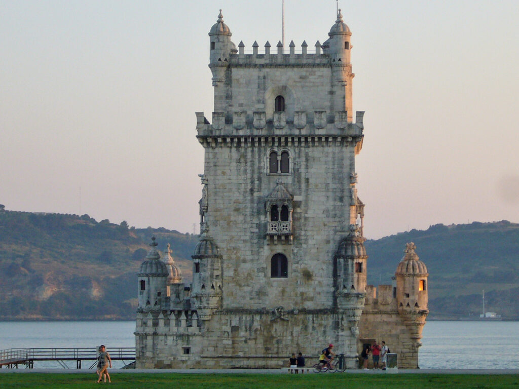 torre, mare, tramonto