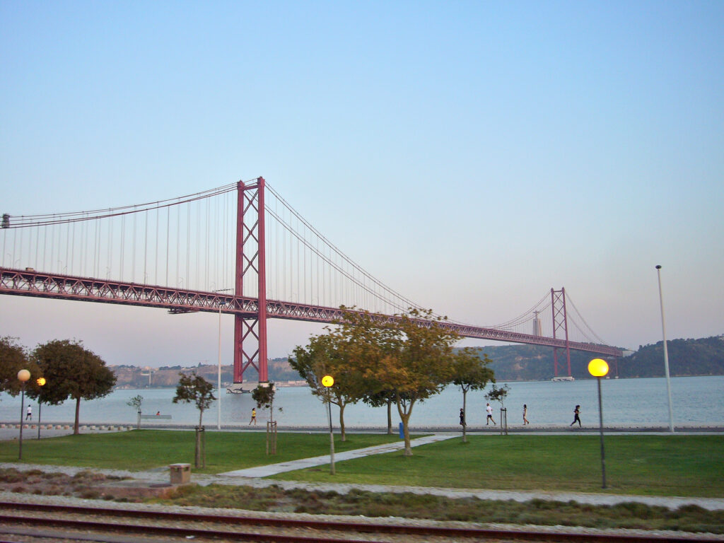 ponte, tramonto, golfo