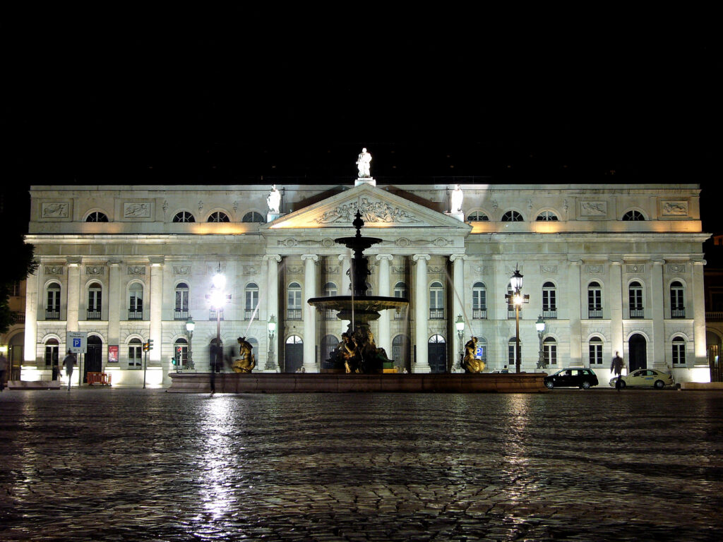 palazzo, fontana, notte