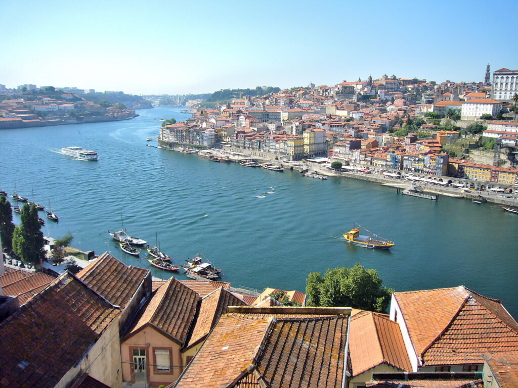 panorama, porto, battelli, fiume