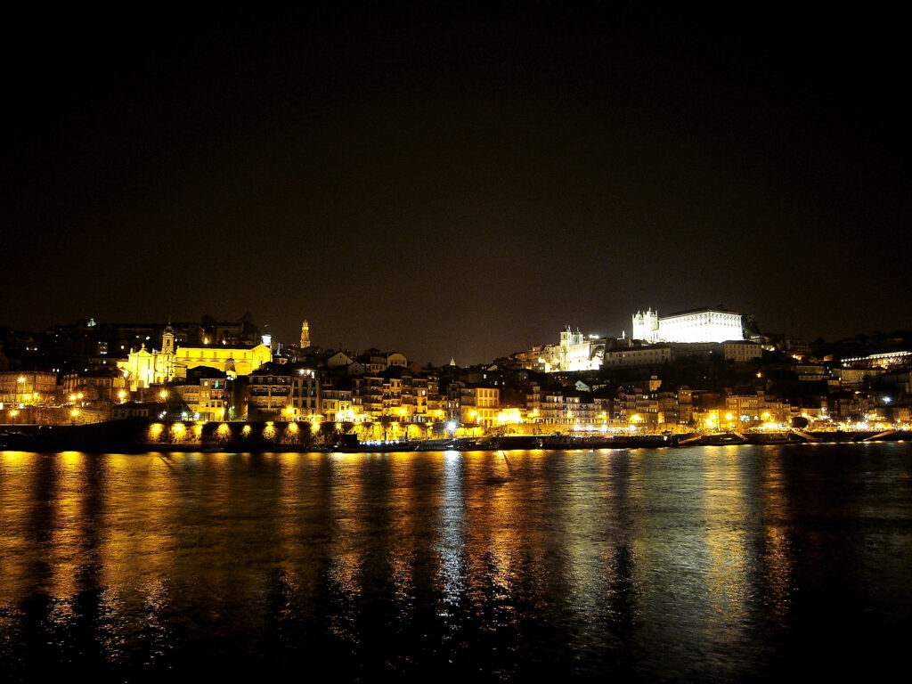 notte, porto, fiume