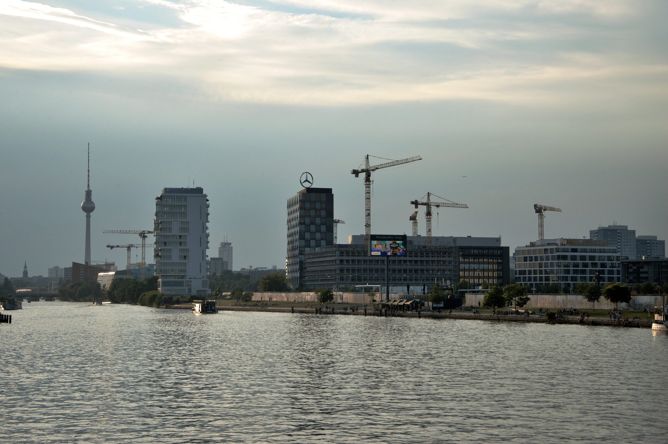 berlino, tramonto, fiume