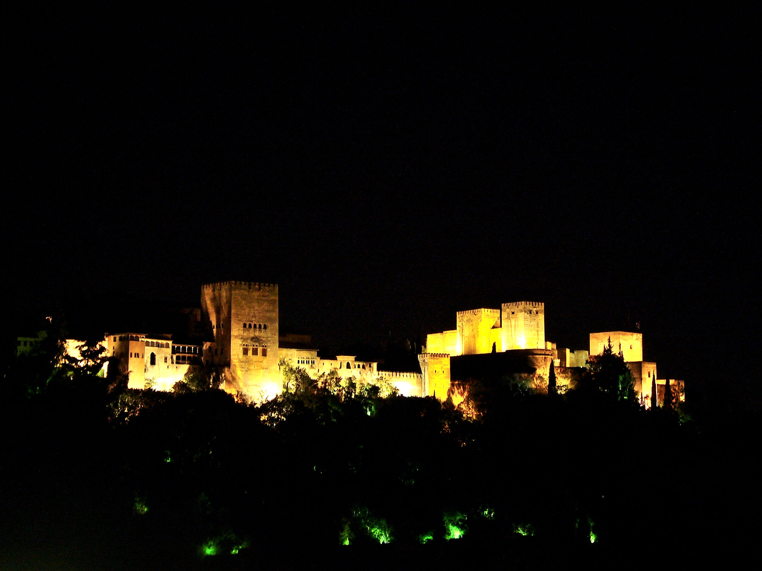 alhambra, notte, mura