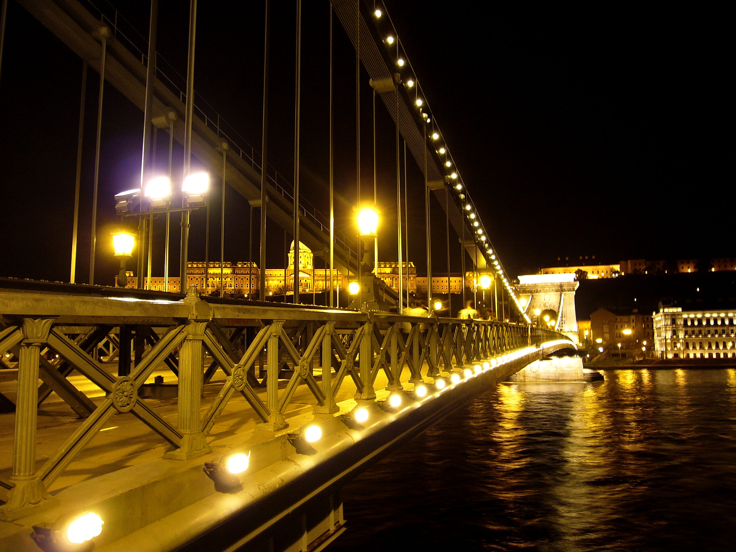 danubio, fiume, ponte, notte